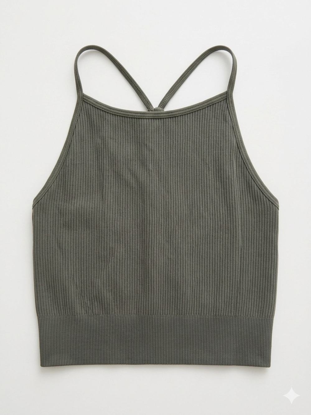 H&M Olive Green Ribbed Crop Tank